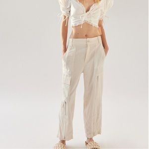 Urban Outfitters ivory Myla Linen Cargo Pants
